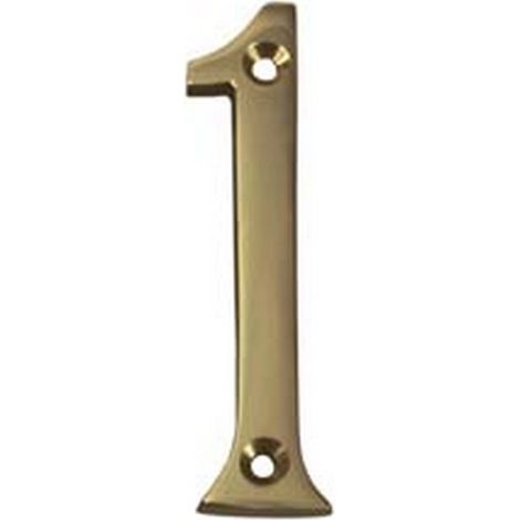 5PZ NUMERO CIVICO "1" INGLESE IN OTTONE LUCIDO