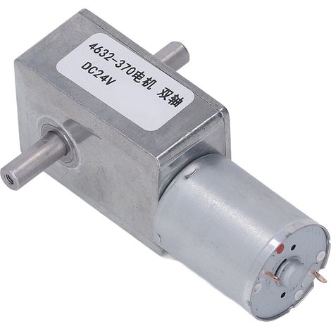 Motoréducteur 24V CC double arbre réducteur auto-bloquant à vis sans fin et turbine 210 tr/min (1/5)