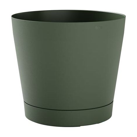 TeraPlast – Pot avec soucoupe intégrée ORIONE Forest vert foncé – Plastique, Ø 38 cm, hauteur 35 cm, 25 L