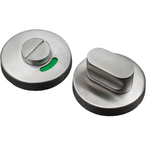 Dos puertas de inodoro de acero inoxidable con luces indicadoras, cerraduras de seguridad para el baño y acabado en plata cepillada. (1/4)