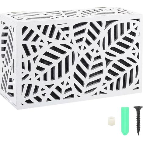 Cache de Sonnette Blanche pour Carillon de 1 Pouce Boîte de Sonnette en Bois avec Motif de Feuille Abstrait Décoratif et Universel Facile à Monter pour la Décoration D'Intérieur et (1/5)