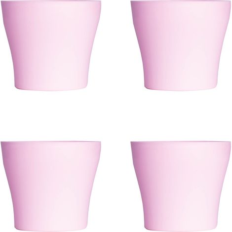 Lot de 4 Pots à Fleurs en Plastique Rose Avec Cache-Pot GH629PK St Helens Home and Garden - 20 Cm x 14.5 Cm