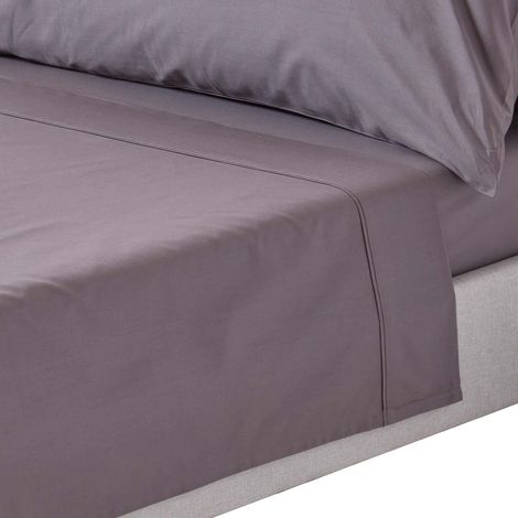 HOMESCAPES Dark Grey Egyptian Cotton Flat Sheet 200 Thread Count, Double - Dark Grey