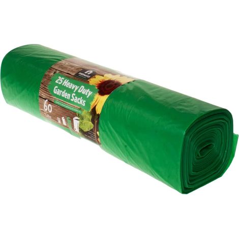 50 x Bags (2 Rolls) Green Garden Waste Bags 60 Litre Multipurpose Bin Liners