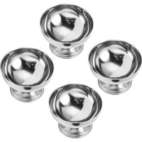 Set di 4 ciotole per il ghiaccio in acciaio inox per uso alimentare, realizzate in metallo liscio e resistente, con forchette per insalate, torte e snack. (1/5)