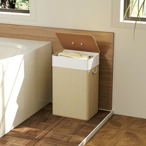 Spacious 72L Laundry Basket with Removable Lid and Detachable Washable Bag,Portable Design,Durable Bamboo and Metal Frame
