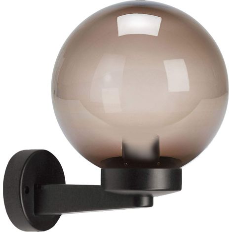 Applique murale extérieure avec sphère, Globe de Jardin 200mm avec support, culot E27, compatible LED, étanche IP44, pour jardin, parcs, copropriétés, terrasses. Ambré (1/5)