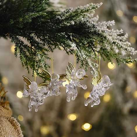 Pieces Christmas Transparent Angel Pendant Window Scene Arrangement Acrylic Clear Angel (1/5)