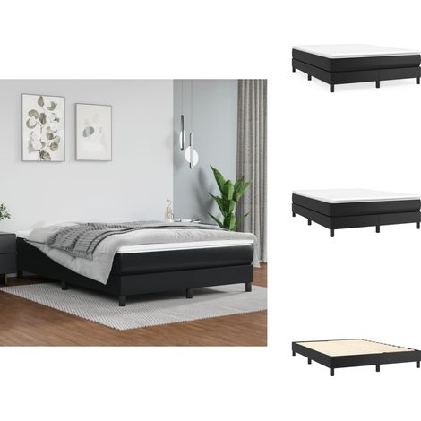 Bettgestell Schwarz 140x190 cm Kunstleder - Schlafzimmermöbel - Bettgestell - Doppelbett - Kunstlederbett - Schwarzes Bett (1/5)