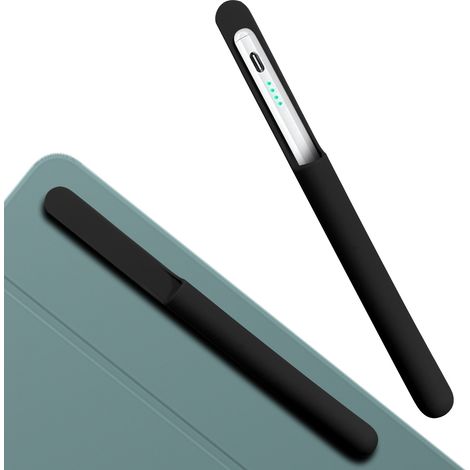 Étui porte-crayon compatible avec l'Apple Pencil (2e génération), pochette en silicone TPU - Se fixe au Magic Keyboard, à la tablette, etc. (Noir)