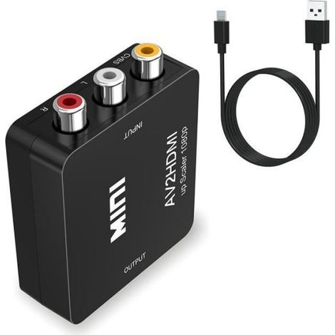 Adaptateur Convertisseur - RCA vers HDMI - 1080P - Support PAL/NTSC - Noir - Vidéo Audio (1/4)