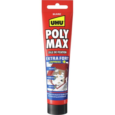 UHU Colle de Fixation et de construction POLY MAX extra fort blanc Tube 165g (1/5)