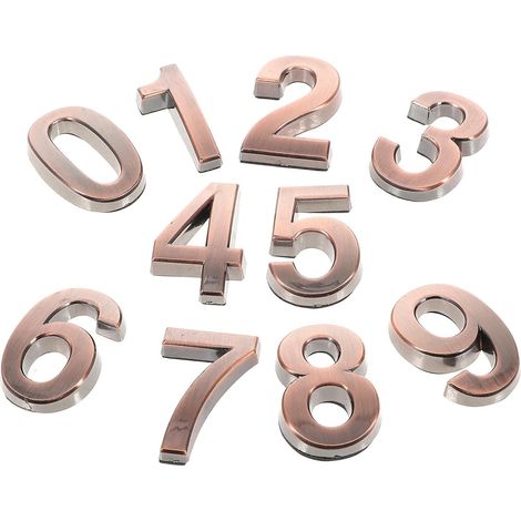 Numéros de maison adhésifs en ABS, couleur bronze antique, 3,5 cm, pour portes d'hôtels et (1/5)