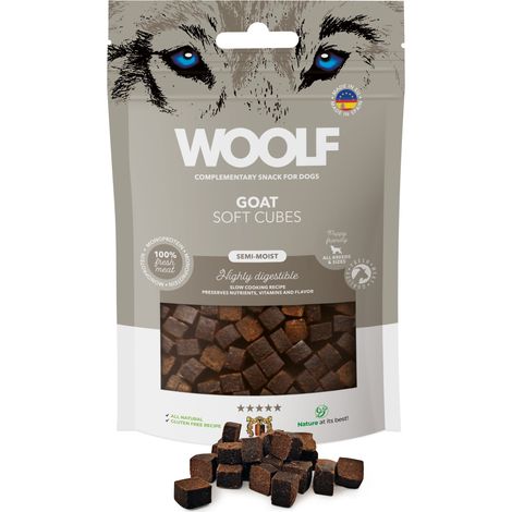 Friandises pour chiens Woolf Soft Cubes à base de monoprotéine de chèvre, 100 g (1/2)