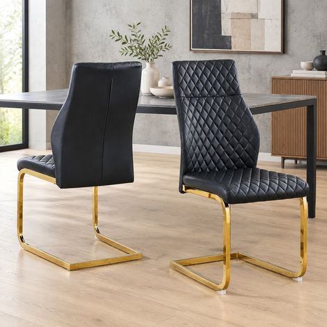 MEUBLIV Set di 2 sedie da pranzo 63x43x100 cm nero e oro con schienale alto (1/5)