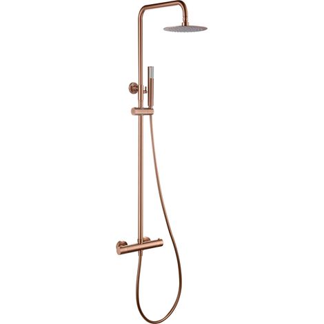Asta doccia termostatica - Rubinetti bagno termostatici - Set barra doccia rosa spazzolato (1/3)