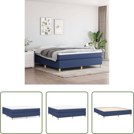 Matratze - Boxspringbett mit Matratze Blau 160x200 cm Stoff (1/5)