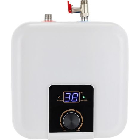 Chauffe-eau électrique 1500 W, 8 l, chauffage rapide en 15 à 30 minutes, avec tube chauffant en acier inoxydable 316, contrôle de la température LED, étanchéité IPX4, montage mural pour cuisine, salle (1/5)