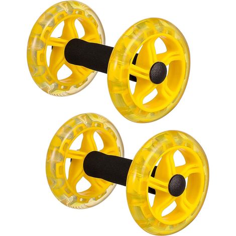 Roue abdominale double roue jaune poignées antidérapantes, compacte perte poids/endurance (1/5)