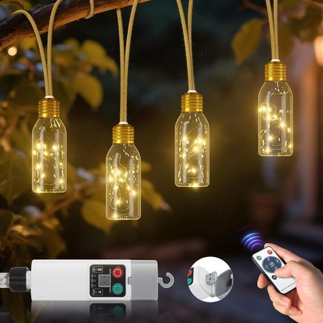 LED-Lichterkette für den Außenbereich mit Fernbedienung, 6 m, USB-aufladbar, mit Timer, für Balkon, Camping, Garten, Partys, Halloween und als Dekoration (1/5)