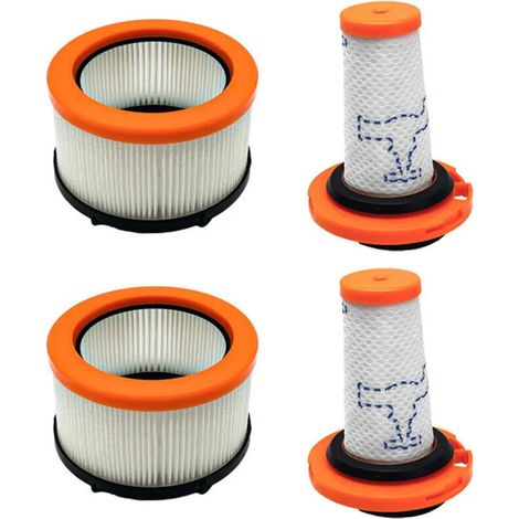 Paquete de 4 filtros para Rowenta X-FORCE FLEX 9.60, filtros para Rowenta X-FORCE FLEX 9.60 y X-NANO ESSENTIAL RH20xx, 2 prefiltros + 2 filtros de motor, filtros HEPA lavables para ZR009010, ZR009 - C (1/4)
