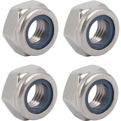 4pcs écrou de Blocage écrou Autobloquant M10x1.25mm à fil métrique acier inox 304 hexagonaux (1/5)