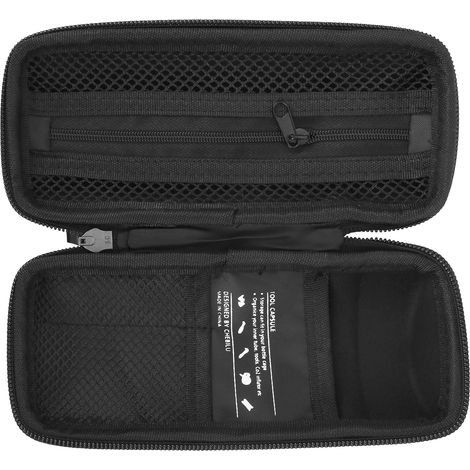 Sacoche de vélo en forme de bouteille, boîte de rangement portable pour outils de réparation de vélo, étui noir carbone (1/5)