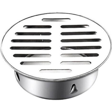 Siphon de Sol en Acier Inoxydable Rond Siphon de Sol Anti-Blocage pour Balcon, Couvercle de Siphon de Sol(110mm Bouche Plate) (1/4)
