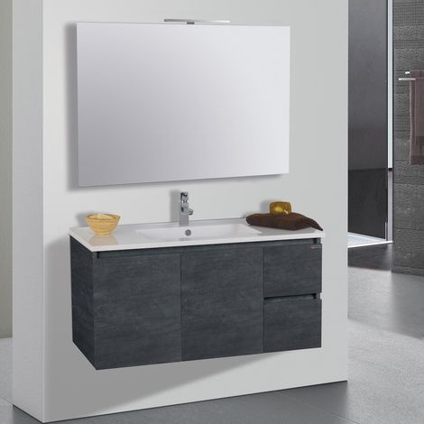 Mobile da Bagno Sospeso 100cm Mazzoni Maiorca Light 2+2 Antracite (1/4)