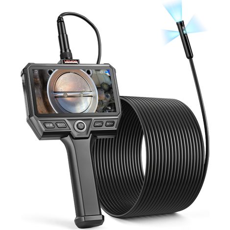 VEVOR Endoscopio Articolato a Tripla Lente, Telecamera Endoscopica Industriale con Luce, Schermo IPS HD da 5'', Zoom 8x, Batteria da 5000 mAh, Cavo Impermeabile IP67 da 10 m, per Auto e Idraulica (1/5)