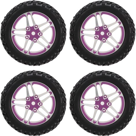 4 Pièces Jante Alliage Aluminium 5 Branches Pneu RC 1/10 pour Remplacement - Violet (1/5)