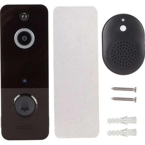 Sonnette vidéo WiFi HD intelligente avec vision nocturne, caméra de porte électronique à distance pour maison, kit de visiophone. (1/5)
