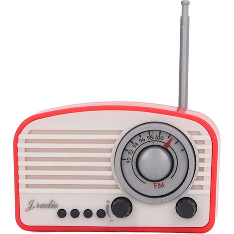 Miniature radio vintage rouge pour maison de poupée, jouet réaliste décoratif pour enfants, modèle mignon (1/5)