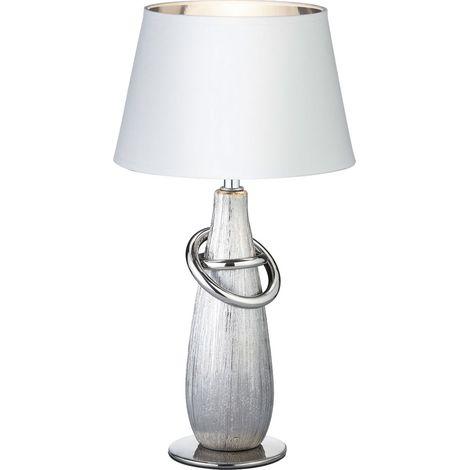 Lámpara de mesa moderna Tebas de cerámica plateada Al. 38 cm Trio Lighting (1/3)