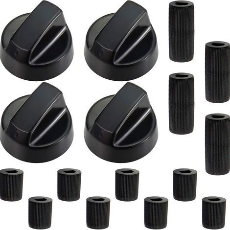 CSPARKV (4 Pack) Universal Black Control Switch Knobs for All Brands of Oven, Cooker and Hob