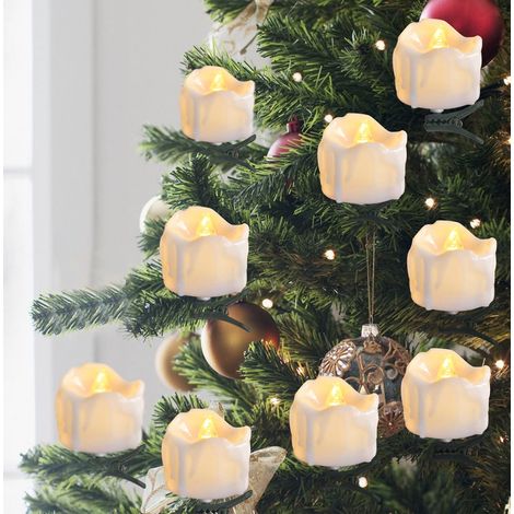 LED Candle - Flameless Taper Candle - Warm White Light - With Clip for Christmas Tree Decoration - 4 cm - White - 9 pcs (1/5)