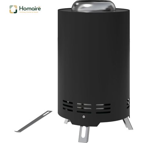 HOMAIRE Feuerschale en acier inoxydable Ø16x25cm avec crochet de raclage pour jardin, balcon, terrasse et camping extérieur noir