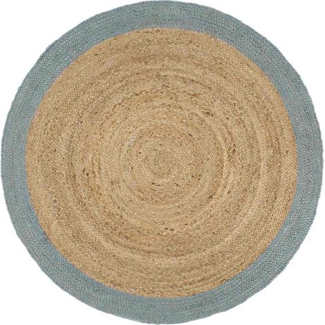 Teppich Handgefertigt Jute mit Olivgrünem Rand 240 cm