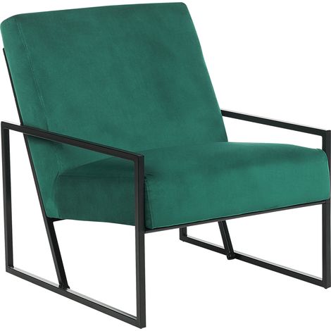 Sillón moderno glamour decorativo estructura de metal negro tapicería de terciopelo verde Delary