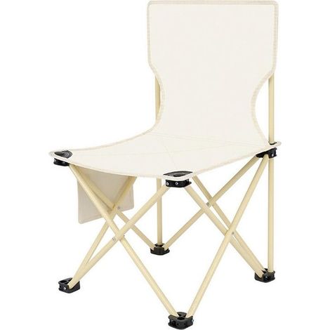 Chaise Pliante Avec Poche Arrière Dos Au Camping De Pêche 39x39x65cm Beige 632841 (1/5)