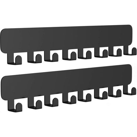 2 Wandhaken mit 8 Haken – Handtuchhalter für Bad/Küche, kein Bohren erforderlich, Bilderhaken (32x6,7x2cm) (1/5)