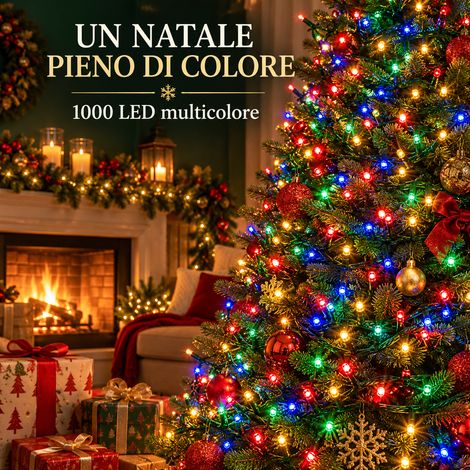 Luci di Natale 1000 LED 40m Catena Luminosa IP44 Interno Esterno Decorazioni Natalizie Multicolore (1/5)