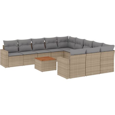 Tavolo da giardino - vidaXL Set Divano da Giardino 12 pz con Cuscini Beige Misto Polyrattan - Rattan PE (1/5)