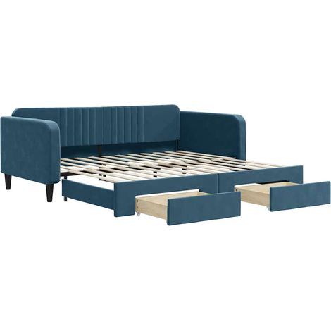 Maison Exclusive - Divano Letto Estraibile con Cassetti Blu 100x200 cm in Velluto