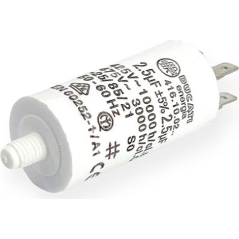 Ducati Energia – Condensateur permanent 2,5µF double cosses Faston 6.3mm – Ø28x55mm – 10.000 heures de durée de vie – Compatible moteurs 220V (1/3)
