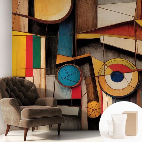 Fototapete Tapete Vliestapete mit Kleber - trendige Wanddeko - Schlafzimmer - Wohnzimmer Geometrische Muster 250x250 cm (1/5)