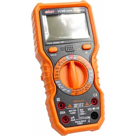 Multimetro digitale tester con 2 puntali elettronico con display LCD misuratore tensione rilevatore corrente elettrica con interruttore (1/3)