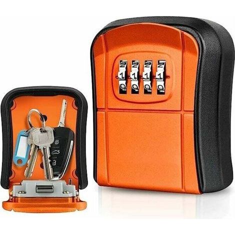 Boite à Clé Sécurisée Mural Mini Coffre à Clés Extérieur Bote à Clef avec Code Numérique à 4 Chiffres (Orange) (1/5)