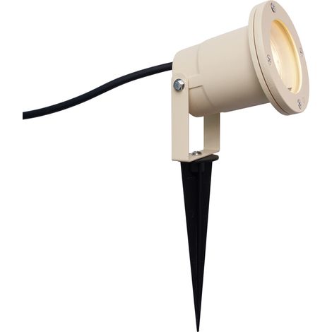 QAZQA Moderno Foco de jardín con estaca beige GU10 50mm ajustable IP65 con cable y enchufe - Basic Metálica /Plástico /Vidrio Redonda Adecuado para LED Max. 1 x 10 Watt