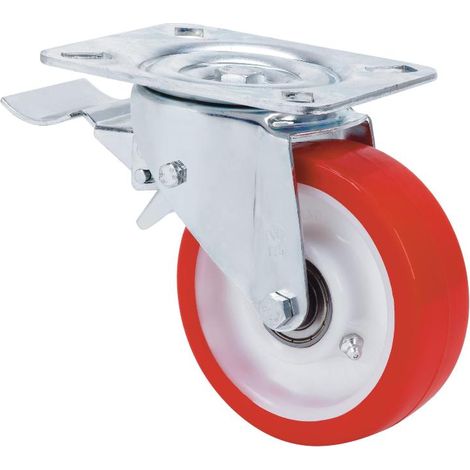 rueda giratora placa freno 10tvcfd125-pob nylon blanco-poliur.rojo eje bolas (1/2)